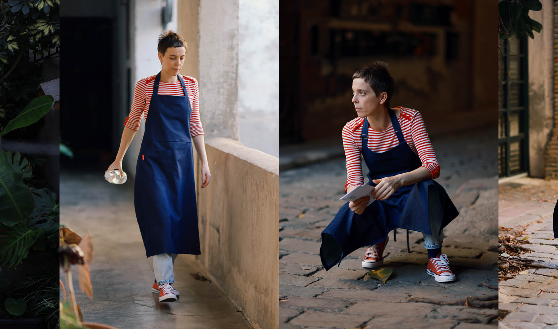 Mudthing  Delantal en tela tejana, diseño original