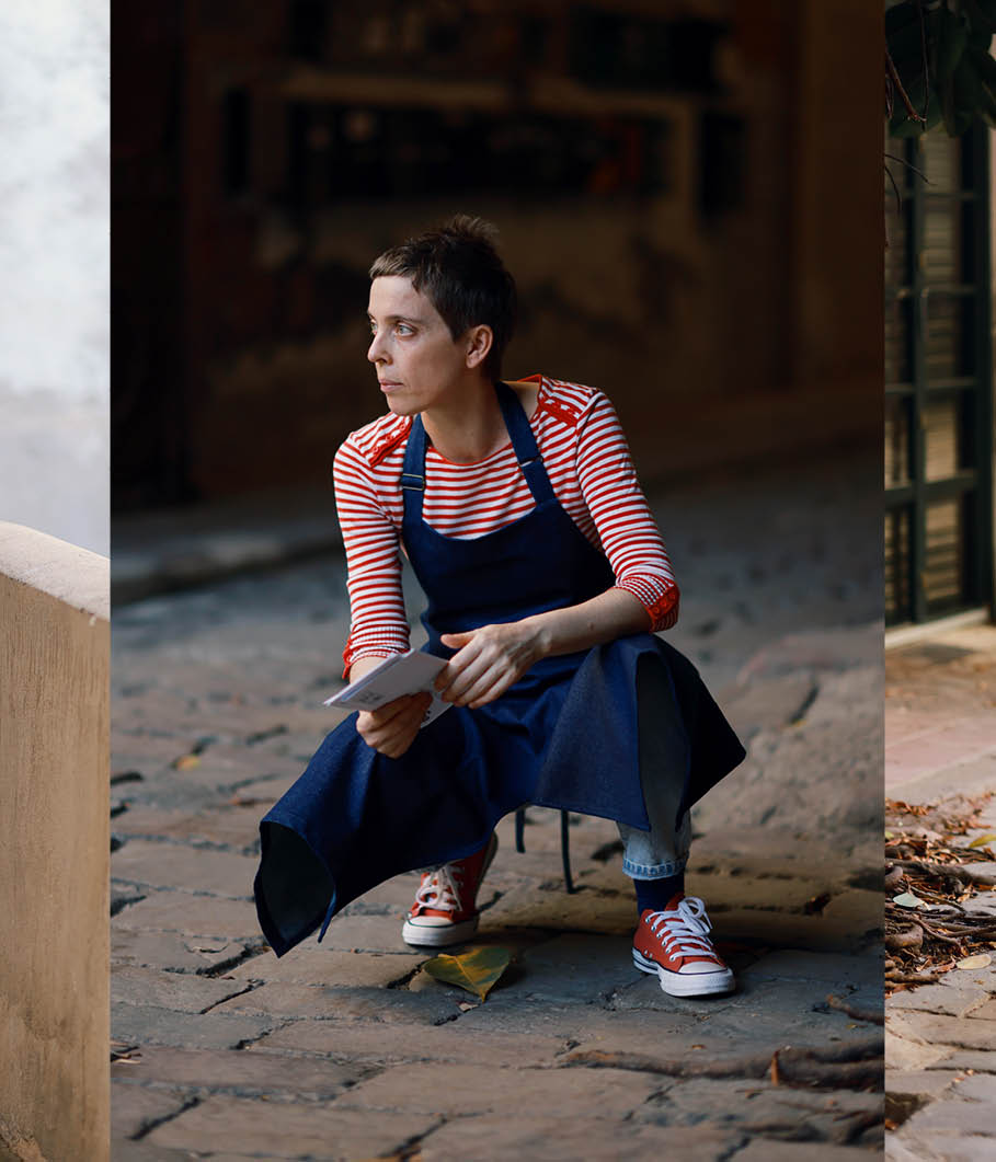 Mudthing  Delantal en tela tejana, diseño original