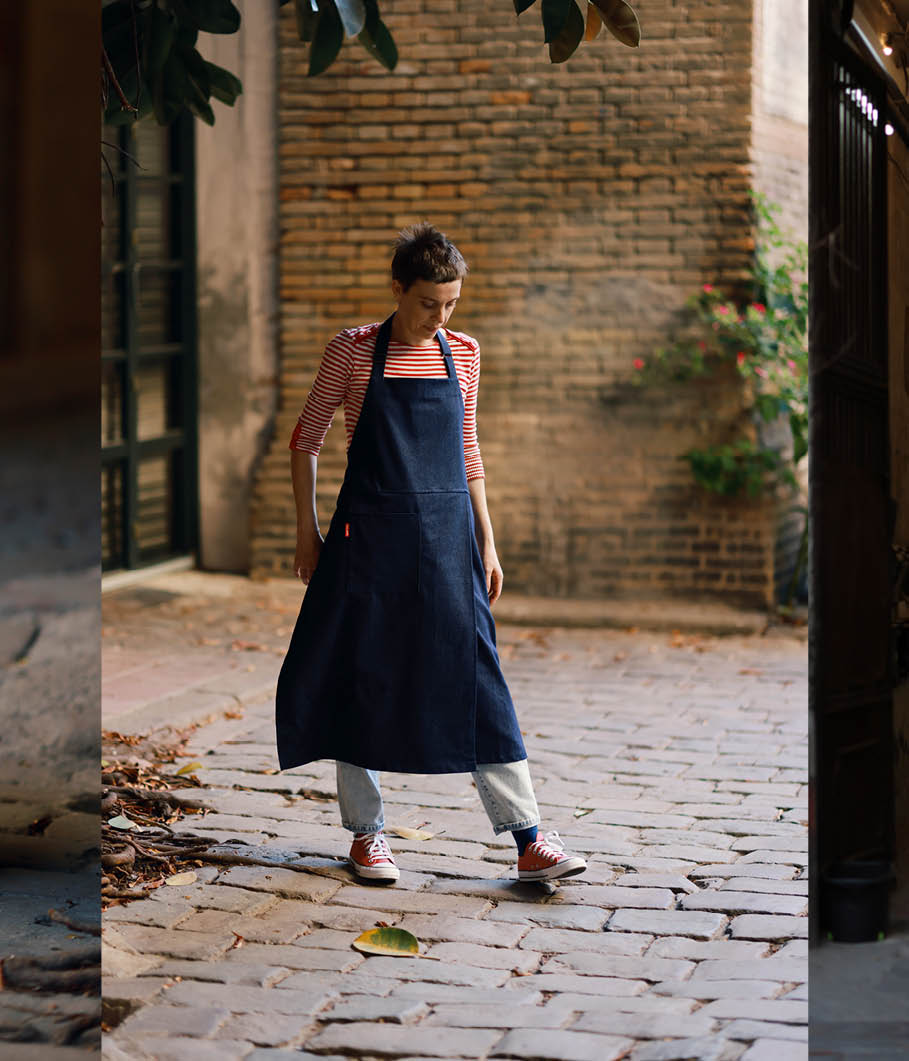 Mudthing  Delantal en tela tejana, diseño original