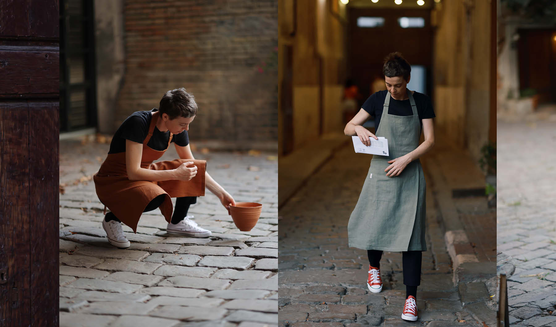 Mudthing  Delantal de lino, diseño ligero