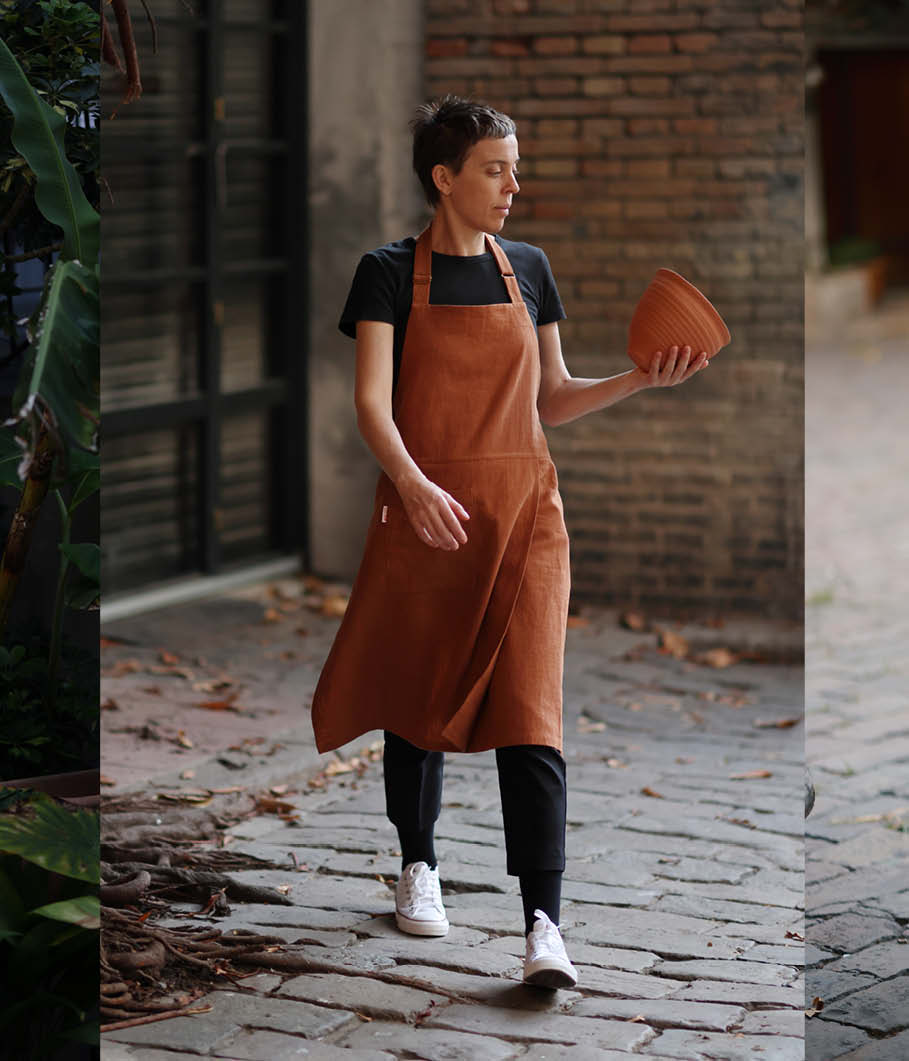 Mudthing  Delantal de lino, diseño ligero